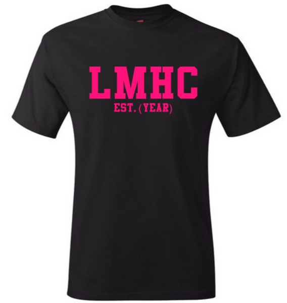LMHC EST. (YEAR) Black Crew Tee (Pink Letters)