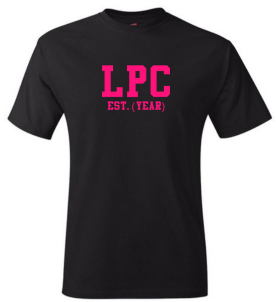 LPC EST. (YEAR) Black Crew Tee (Pink Letters)