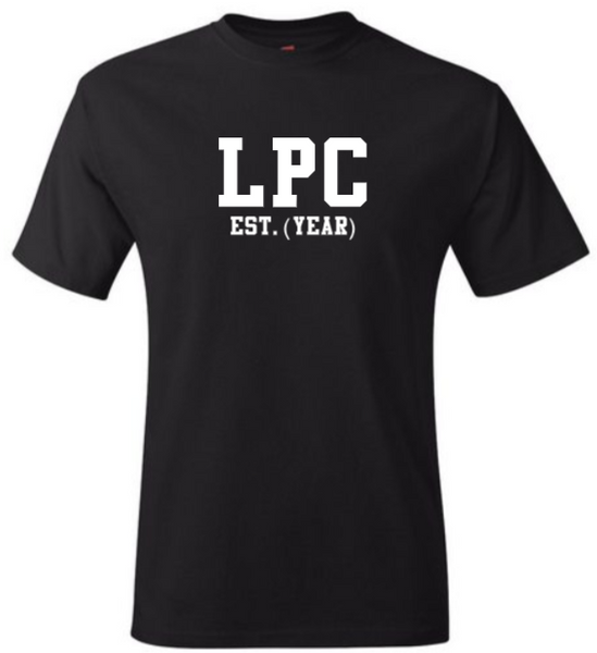 LPC EST. (YEAR) Black Crew Tee (White Letters)