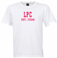 LPC EST. (YEAR) White Crew Tee (Pink Letters)