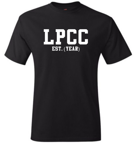 LPCC EST. (YEAR) Black Crew Tee (White Letters)
