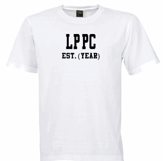LPCC EST. (YEAR) White Crew Tee (Black Letters)