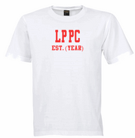 LPCC EST. (YEAR) White Crew Tee (Red Letters)