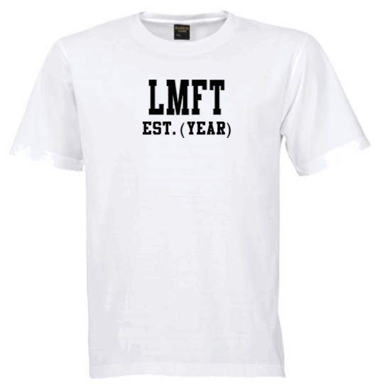 LMFT EST. (YEAR) White Crew Tee (Black Letters)